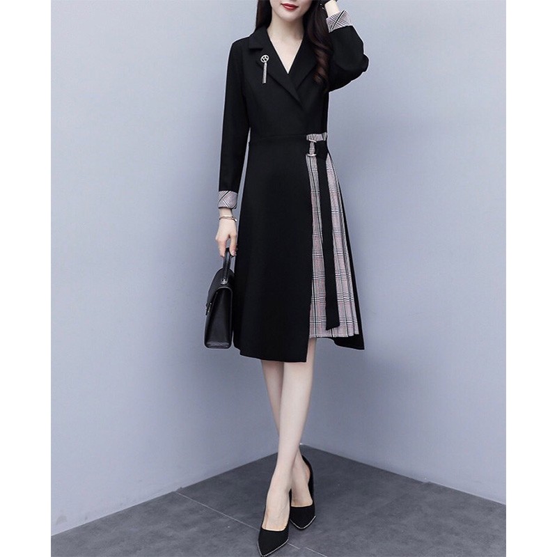 Burberry Patchwork Suit Dress In Black Outlet Burberry Cheap Sale Store