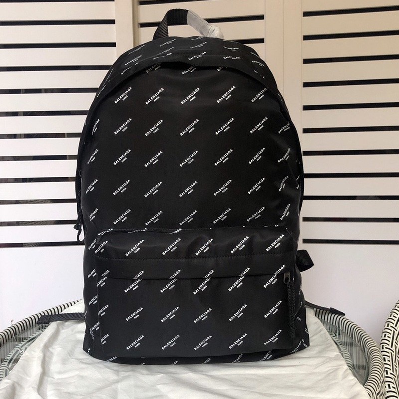 Balenciaga Logo Print Backpack In Black Outlet Balenciaga Cheap Sale Store