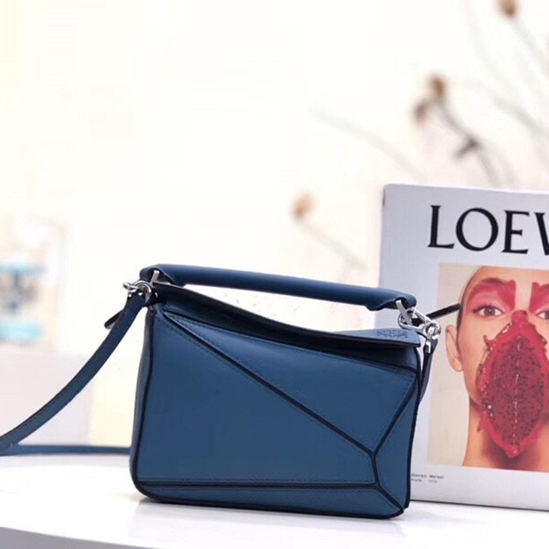 Loewe Puzzle Mini Bag Classic Calf In Blue Outlet Loewe Cheap Sale Store