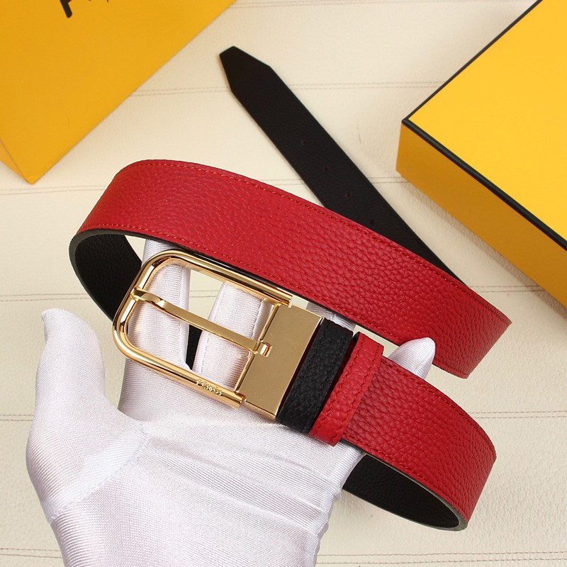 Fendi Pin Bucket Belt In Calf Leather Red