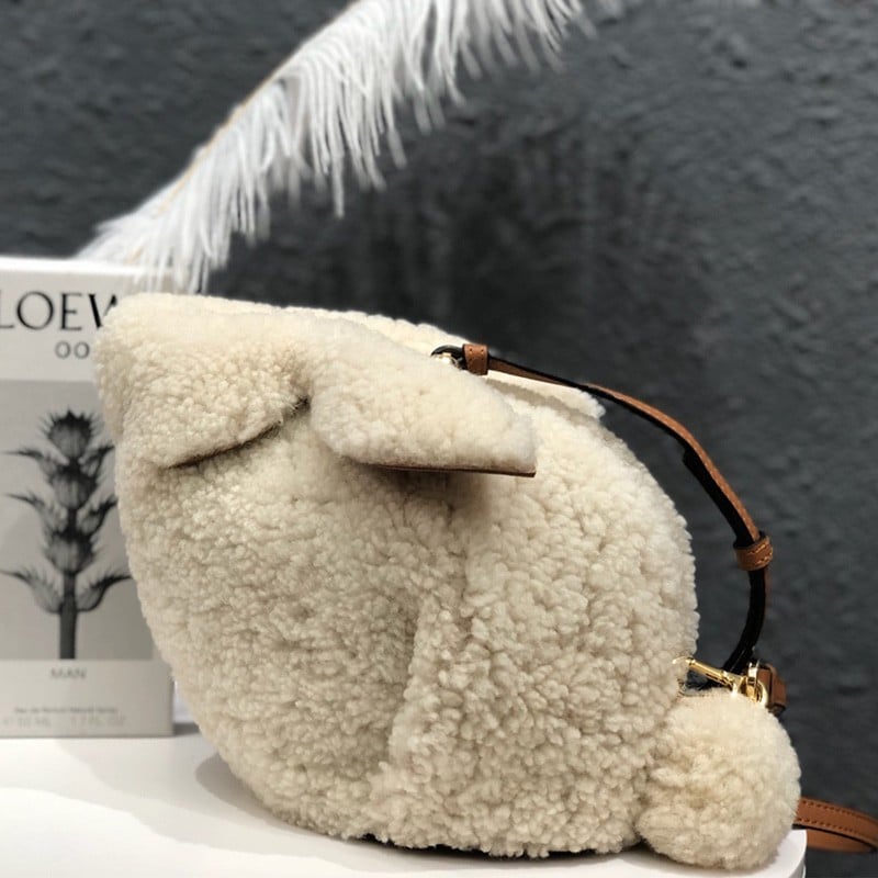 Loewe Mini Bunny Bag Shearling In White