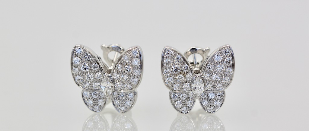 Van Cleef & Arpels White Diamond Butterfly Earrings – Cris Notti Jewels