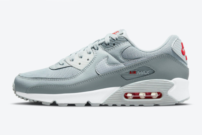 Nike Air Max 90 Grey Red 2021 New Arrival DM9102-001