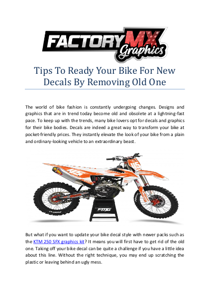 Tips To Ready Your Bike For New Decals By Removing Old One