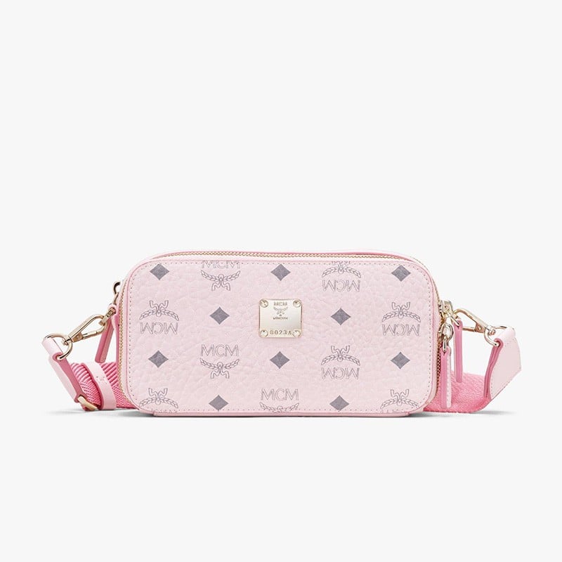 MCM Visetos E/W Camera Bag In Light Pink