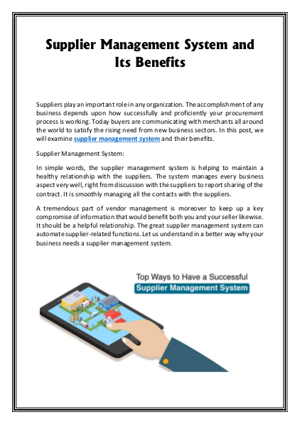 Supplier Management System and Its Benefits | edocr