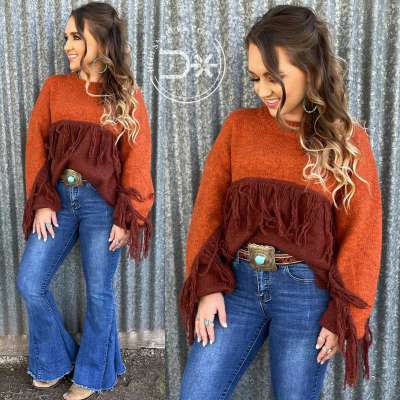 The Senora Fringe Sweater ~ Rust Profile Picture
