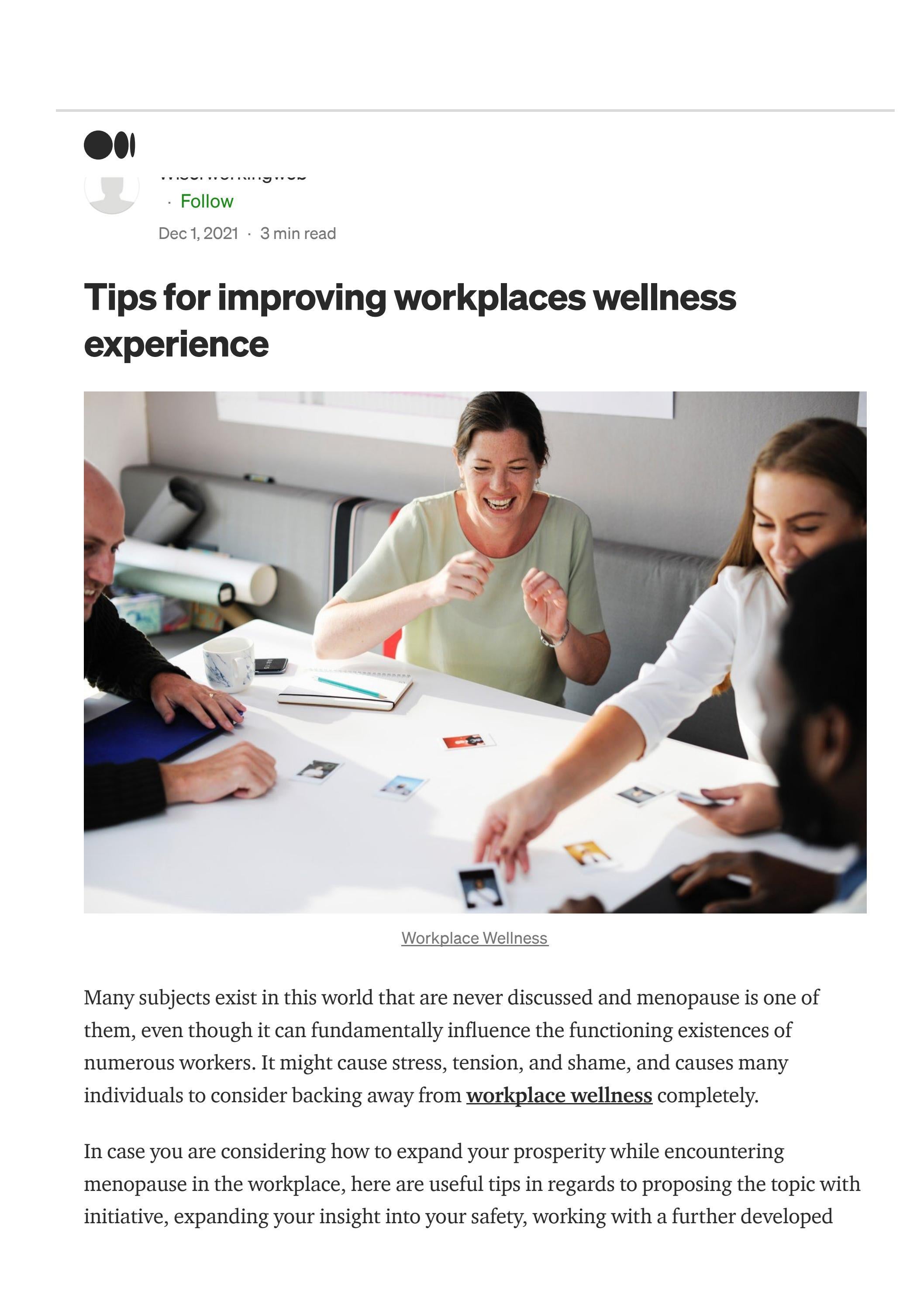 Tips for improving workplaces wellness experience