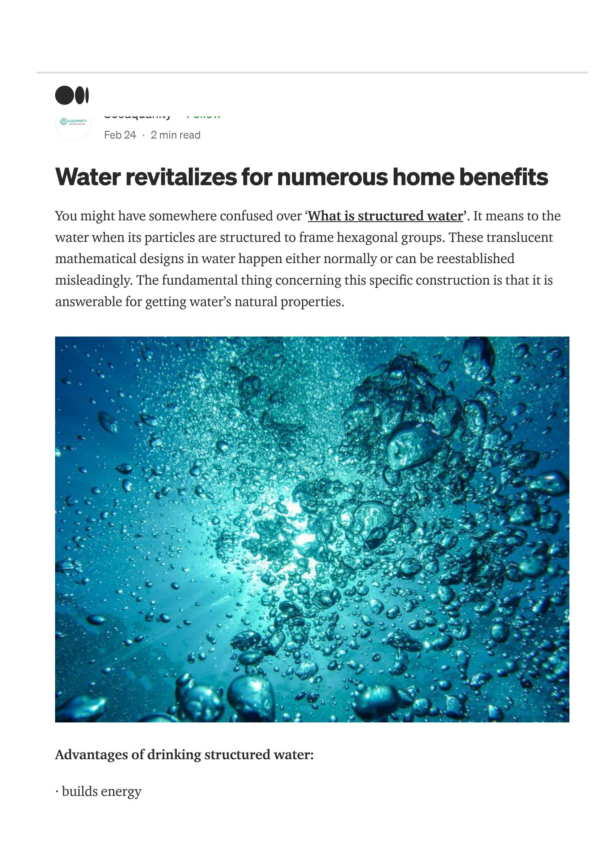 Water Revitalizes for numerous home benefits