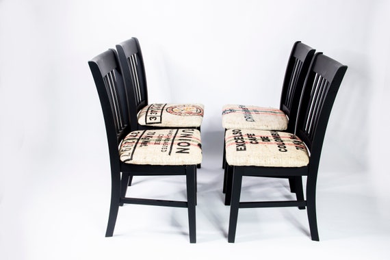 Set of 4 Up-Cycled Coffee Sack Dining Room Chairs - Desk Chairs - Dining Chairs - Contemporary chairs - Lounge Chairs