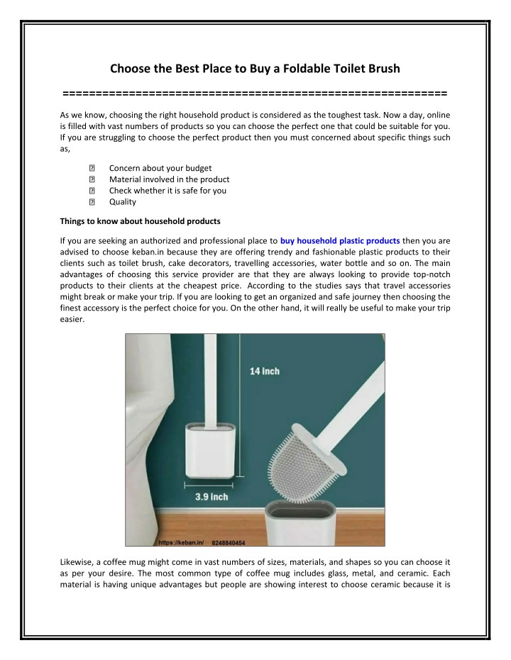PPT - Choose the Best Place to Buy a Foldable Toilet Brush PowerPoint Presentation - ID:11389703