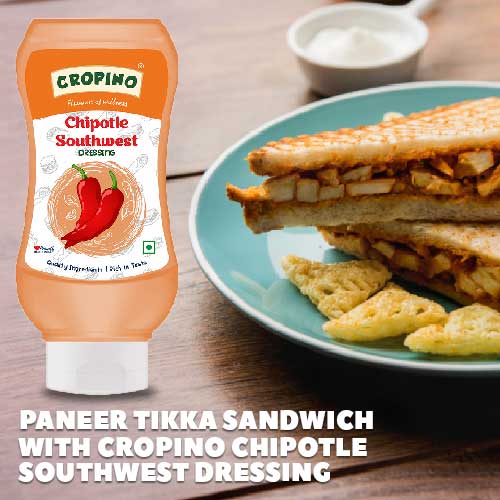 Paneer Tikka Sandwich with CROPINO Chipotle Southwest Dressing