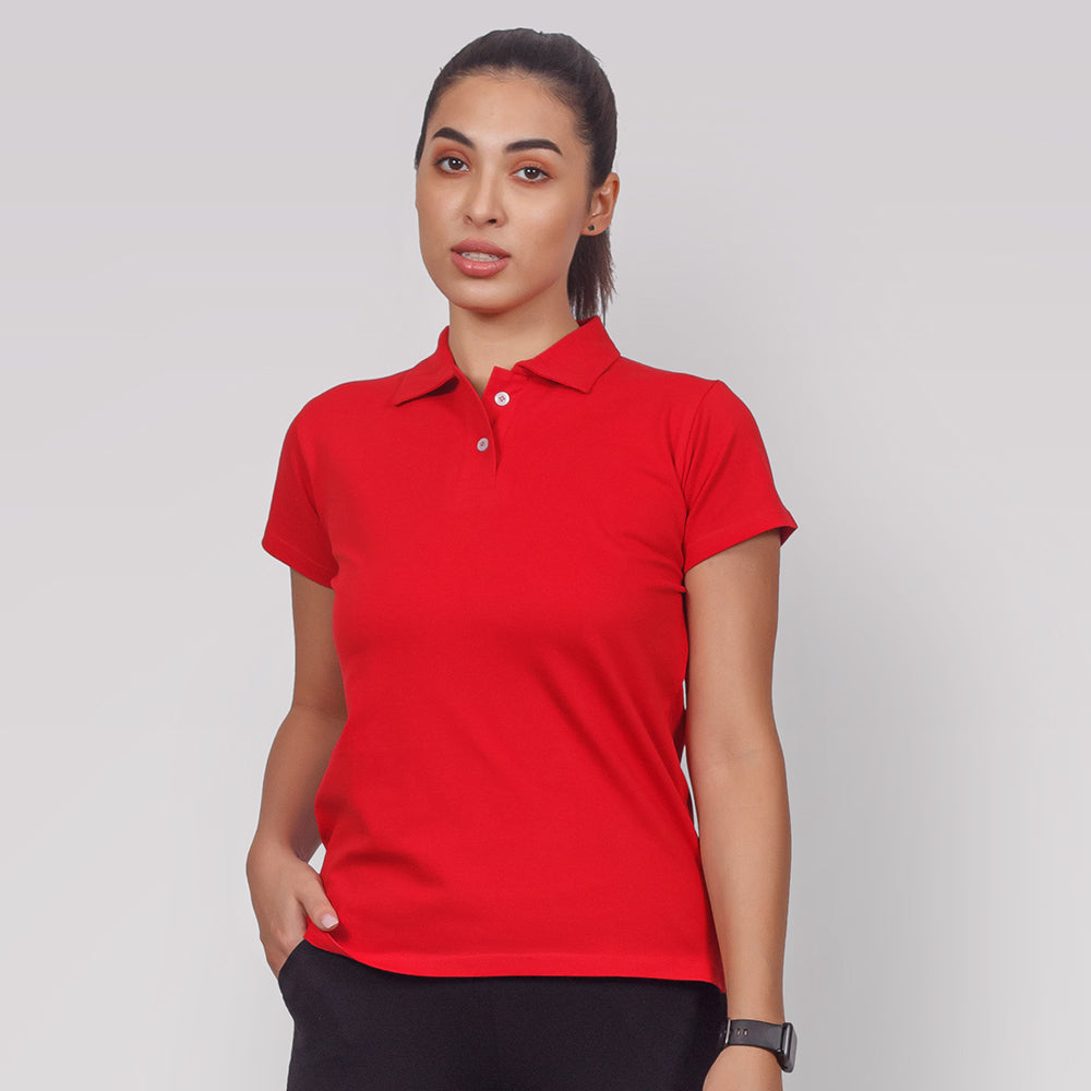 Clean & breathable intense workout polo neck t-shirt for women– Fitmod
