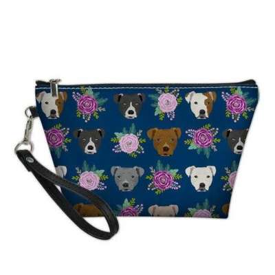 Blue Flowers Staffy Cosmetic Bag Profile Picture