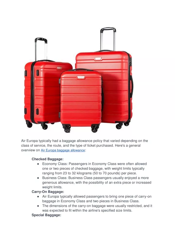 PPT - Navigating Air Europa's Varied Baggage Fees PowerPoint Presentation - ID:12876584