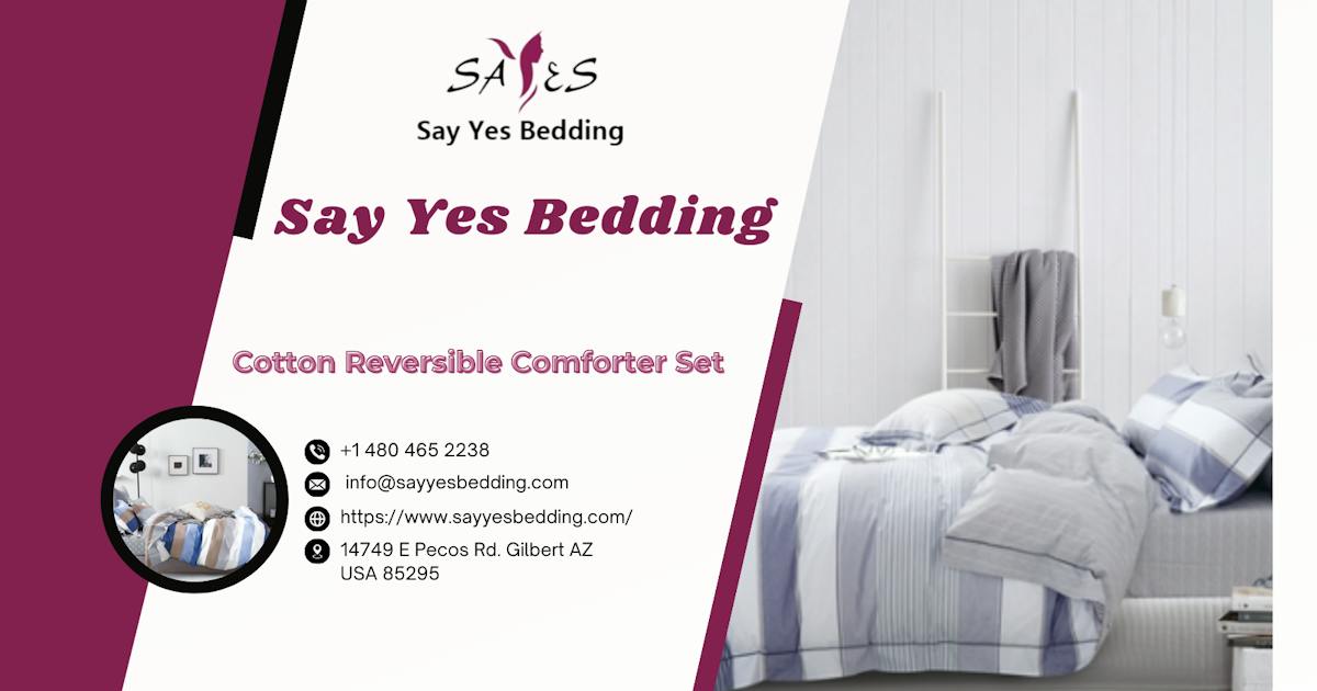 Buy Pure Cotton Solid Reversible Comforter Set - Say Yes Bedding