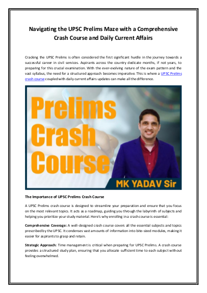 UPSC Prelims crash course