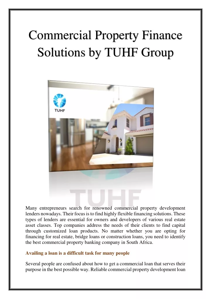 PPT - Commercial Property Finance Solutions by TUHF Group PowerPoint Presentation - ID:13101783