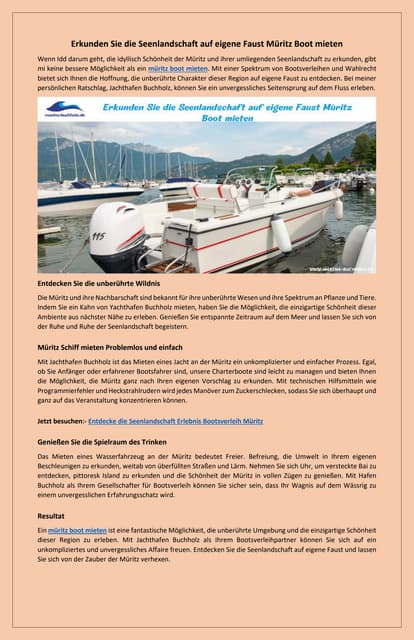 Abenteuer auf dem Wasser erleben Müritz Bootsverleih | PDF