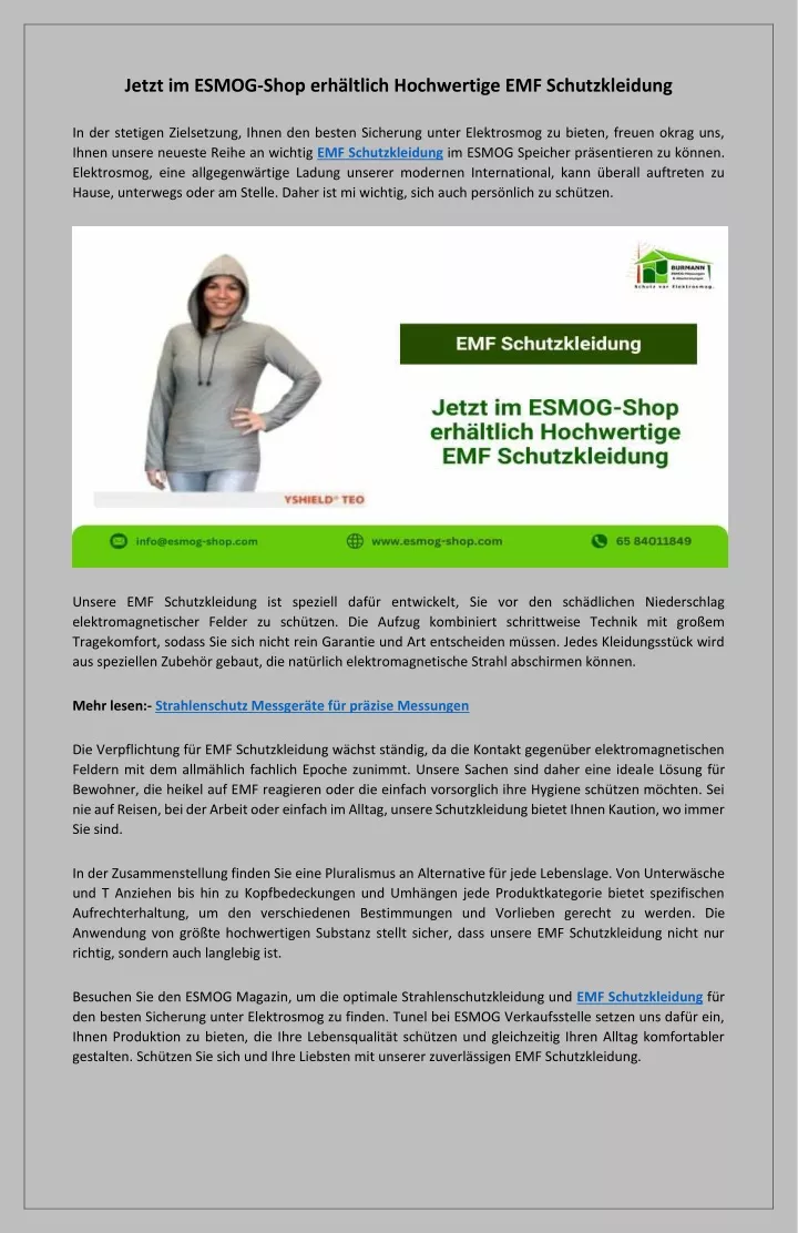 PPT - Effektive EMF Schutzkleidung für Ihre Sicherheit PowerPoint Presentation - ID:13192602