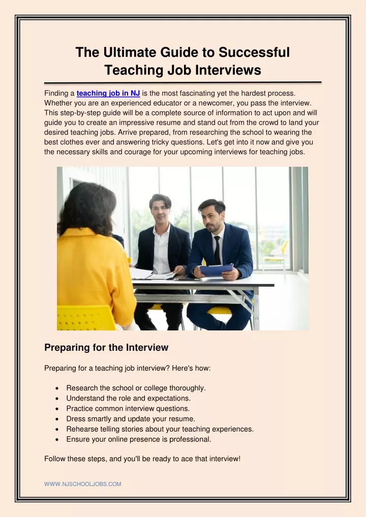 PPT - The Ultimate Guide to Successful Teaching Job Interviews PowerPoint Presentation - ID:13184120
