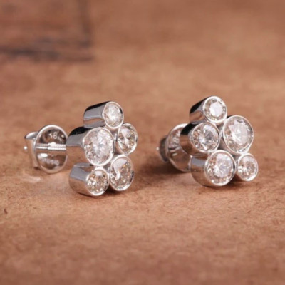 18ct White Gold Diamond Earrings 1ct Bubble Studs One Carat Profile Picture