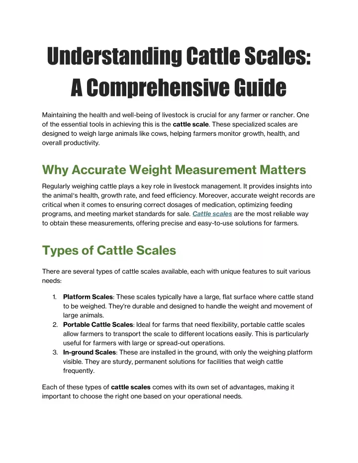 Cattle Scales: Accurate Weighing Solutions for Livestock Management