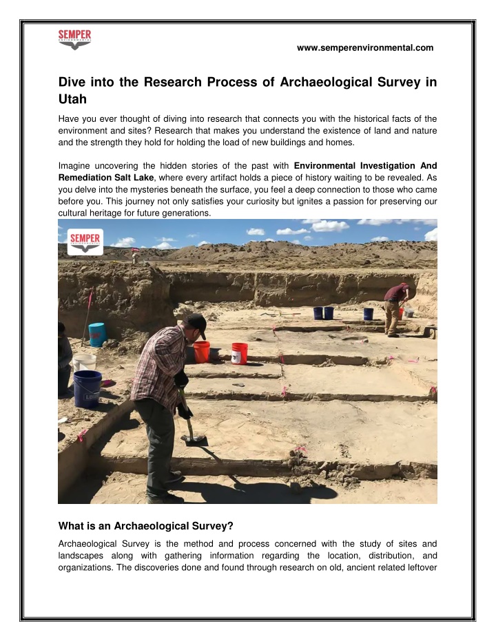 PPT - Archaeological Survey Services in Utah – Contact Us Today! PowerPoint Presentation - ID:13766751