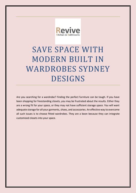 SAVE SPACE WITH MODERN BUILT IN WARDROBES SYDNEY DESIGNS.pdf